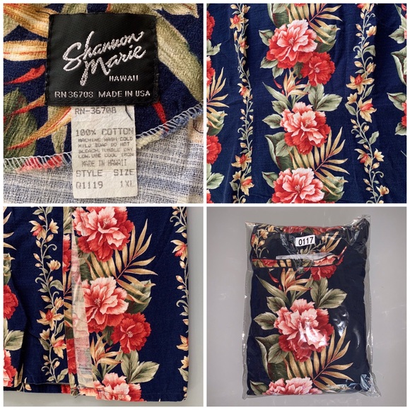 🌺 Vintage Hawaiian Barkcloth Mumu Dress Navy - Picture 3 of 8